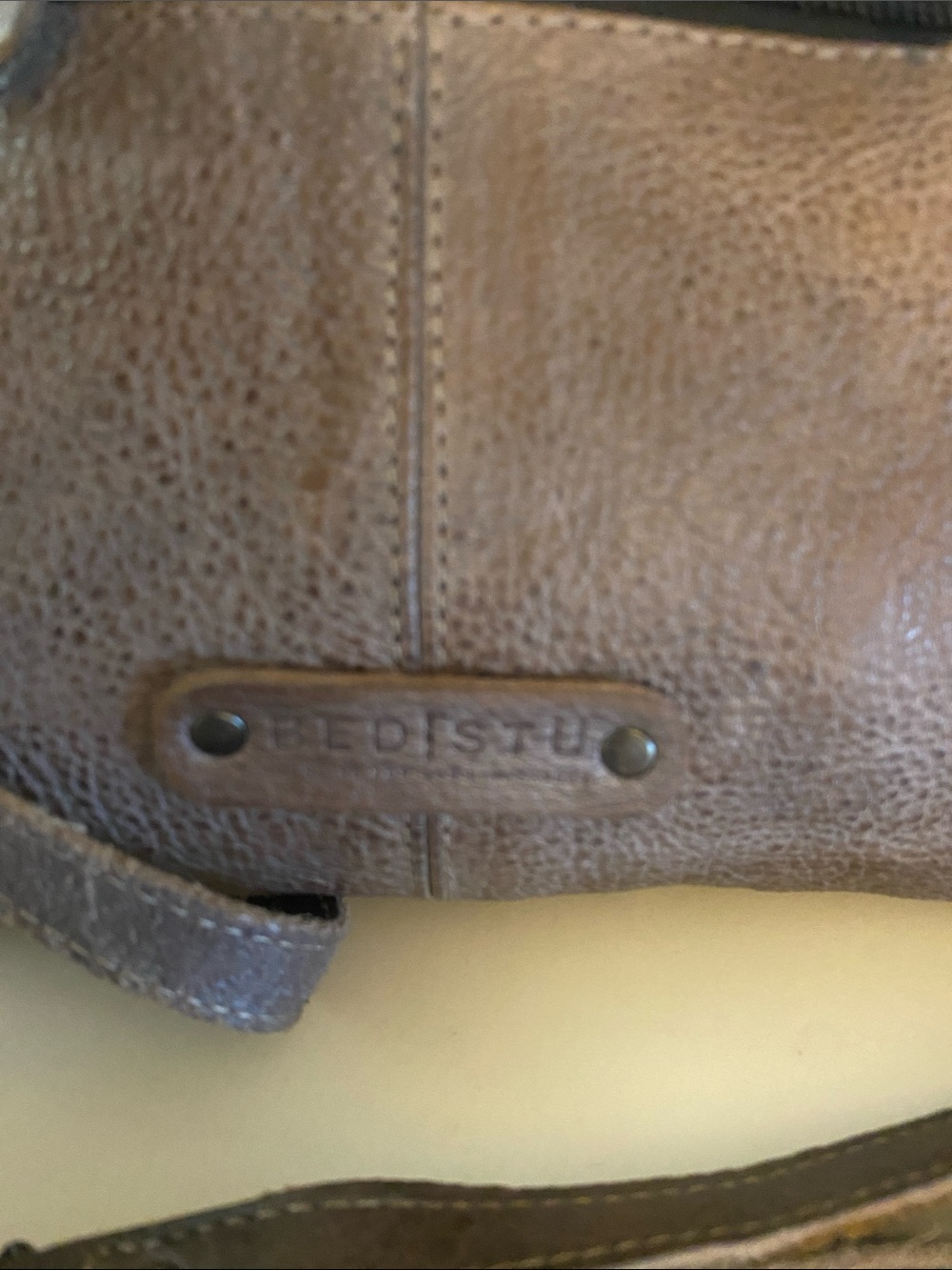 Bed stu Magdalene Taupy brown distressed leather wristlet/crossbody bag - Picture 6 of 12